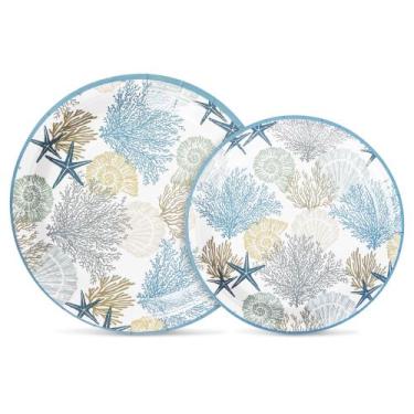 Imagem de Pratos descartáveis Elyxio Ocean Party 48 unidades para decoração de f