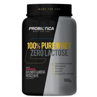 Imagem de Whey Protein 100 Pure Zero Lactose 900G - Morango - Probiótica