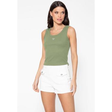 Imagem de Regata Guess Rib Triang Hot Fix Cropped Verde Claro-Feminino