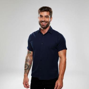 Imagem de Camisa Social Branca Lisa Masculina Manga Curta Slim Fit - Mitchelgutt