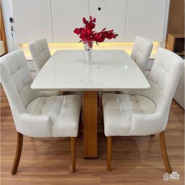 Imagem de Sala De Jantar Com Vidro 4 Cadeiras 1,20 Hera Royal Requinte