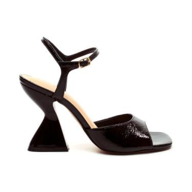 Imagem de Sandália Couro Preto Salto Alto Cecconello 2701001-3, Preto, 37