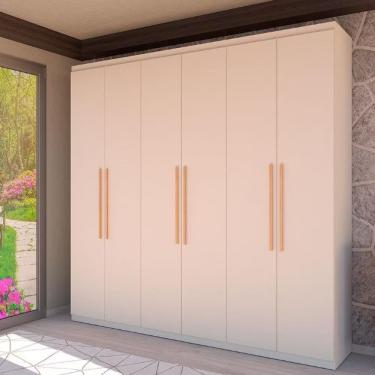 Imagem de Guarda Roupa Casal Genova 6 Portas de Bater 3 Gavetas MDP Areia Bartira Móveis