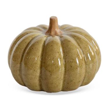 Imagem de Peça Decorativa Abóbora em Cerâmica Bege 14cm CT0205 BTC