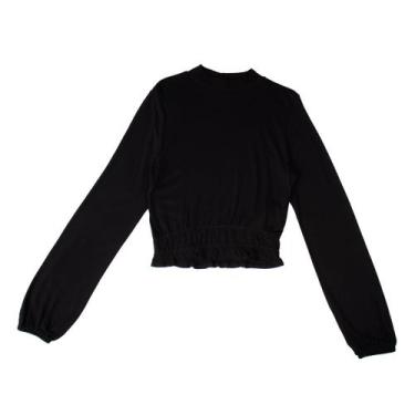Imagem de Blusa Endless Feminina Rovitex Manga Longa com Babado e Elástico Preto