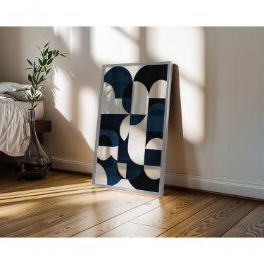 Imagem de Quadro Decorativo Bauhaus 8 Retangular 60 X 90 em Canvas com Ou sem Vidro Moldura Madeira Amadeirado