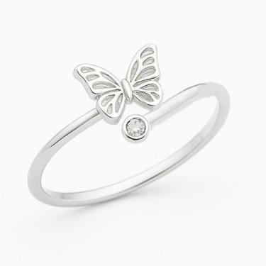 Imagem de Anel Borboleta Prata Orginal Ponto Luz Delicado Minimalista - Lojas La
