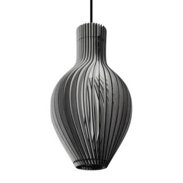 Imagem de Luminária Teto Tipo Pendente Em Mdf Malvinas Completa - Cor:preta - LE