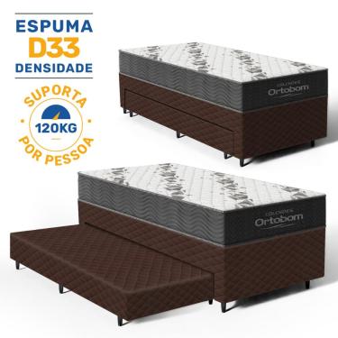 Imagem de Cama Box com Colchao de Espuma D33 Ortopédico Ortobom Airtech 100 + Auxiliar de Espuma Unique Solteiro 88cm