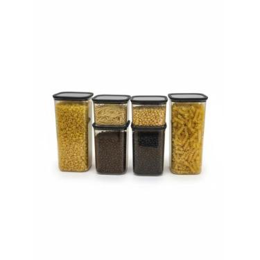 Imagem de Kit 6 Potes Mantimentos Hermético Acrilico Geladeira Freezer - 123 Org
