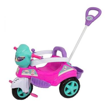 Imagem de Triciclo Infantil Baby City Rosa Maral com Empurrador e Port