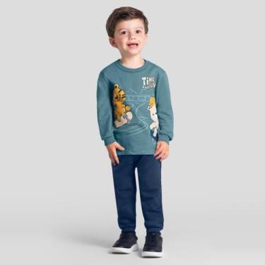 Imagem de Conjunto infantil menino em moletom de animais Brandili, 3, Azul