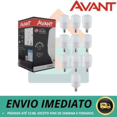 Imagem de Lâmpadas Kit Led Bulbo 30W 6500W Branco Frio Avant, 10 Lâmpadas