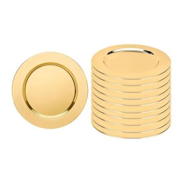 Imagem de Sousplat Redondo Dourado Prato Inox Mesa Posta Buffet 50un - casa cha