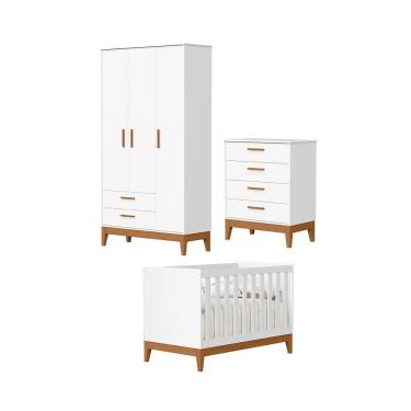 Imagem de Jogo De Quarto Para Bebe Completo 3 Portas Flip Branco