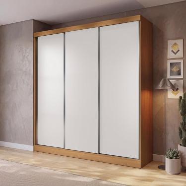 Imagem de Guarda Roupa Casal 3 Portas De Correr 3 Gavetas Kappesberg Tapajós-branco 208cm