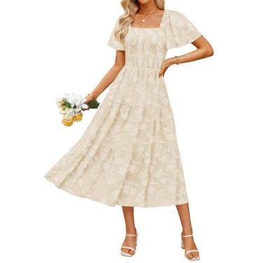 Imagem de Vestido feminino ZESICA, de verão, boho, floral, midi, damasco