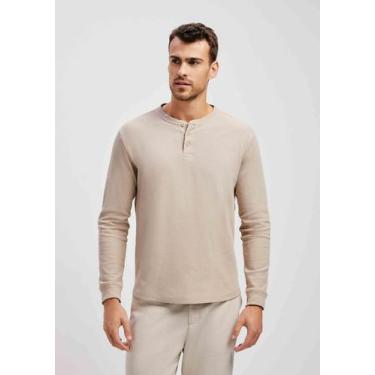 Imagem de Camiseta Henley Masculina Manga Longa - Hering, XXG, Marrom
