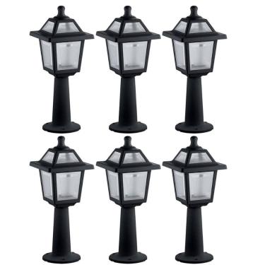 Imagem de 6 Balizadores de Jardim Pretos 45x18cm Luminárias de Chão Externas Ravena Dital Clássico