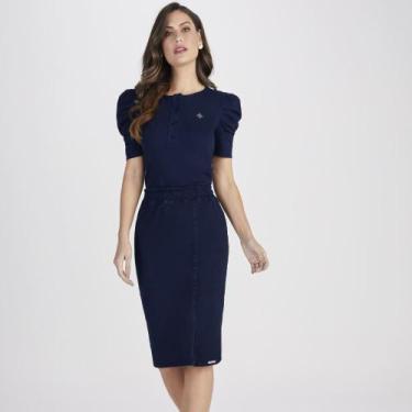Imagem de Saia  Lapis Malha Denim Titanium Jeans, Azul, 42