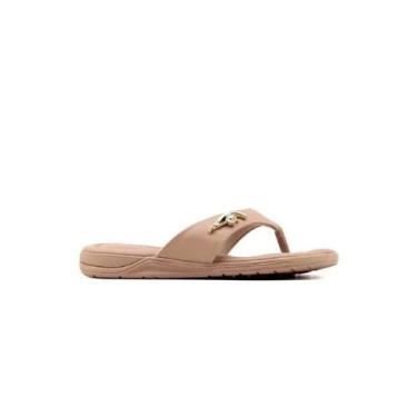 Imagem de Chinelo Feminino Comfortflex Ortopédico Salto Baixo Dedo, 36, Bege