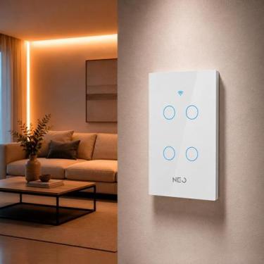 Imagem de Interruptor Inteligente Smart Wi-fi Alexa google 4 Botões 4x2 Bivolt B