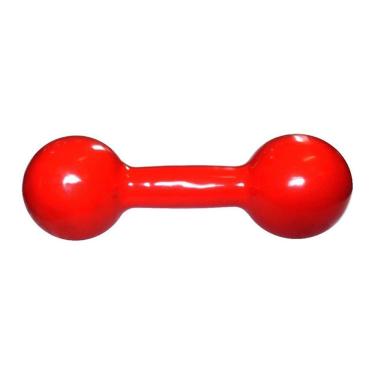 Imagem de Halter Emborrachado 5kg para Treinos de Musculação com Revestimento Antiderrapante Vermelho Kikos