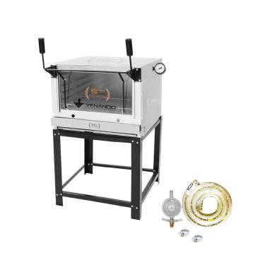 Imagem de Kit Forno a Gás Industrial de Lastro com Kit Gás Metalúrgica Venâncio Roma Inox FIRI80 com Pedra Refratária