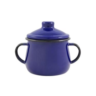 Imagem de Açucareiro Esmaltado Azul 0,38L para Servir e Decorar Mesa em Aço Especial Atóxico Ewel