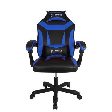 Imagem de Cadeira Gamer Supra Conthey Revestimento em Couro Sintético Reclinável com Almofadas Preto-azul