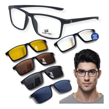 Imagem de Armação Magnética De Óculos Para Grau Clip On 5 Lentes - Anti Luz Azul