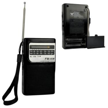 Imagem de Mini Rádio De Bolso FM/AM/P2 de 2 Bandas Retrô Vertical Pocket AL-356 