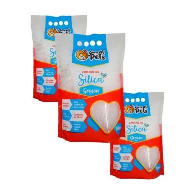 Imagem de 3 Areia Cristais De Sílica Grossa Great Pets Gatos 1,6kg