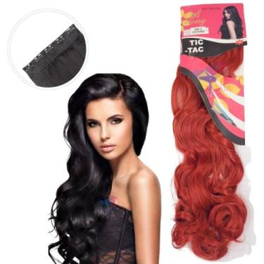 Imagem de Aplique Cabelo Tic-Tac Fibra Orgânica Weng 70 cm, ONDULADO - vermelho 