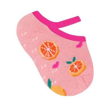 Imagem de Meia para bebê modelo sapatilha estampada de menina Selene, Rosa, 21 a
