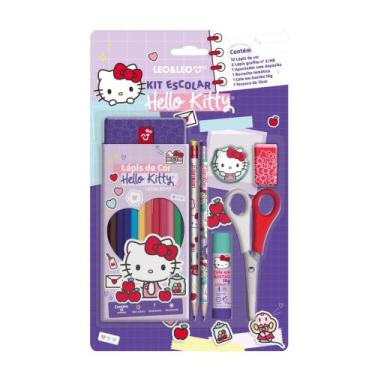 Imagem de Kit Lápis De Cor 12 Cores Hello Kitty Caixa + Acessórios Leo&Leo Leono