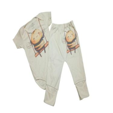 Imagem de Kit Body e Calça Bebe Bichinhos Estampa Digital Manga Curta Conjunto I