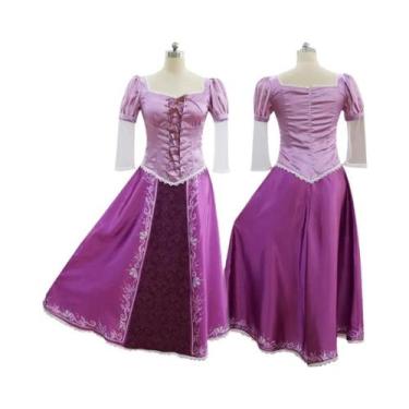 Imagem de Fantasia De Princesa Rapunzel Com Cabelo Longo Para Mulheres, Cosplay 