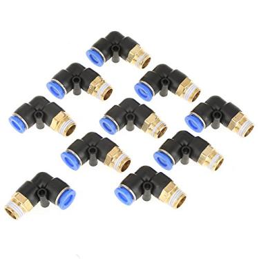 Imagem de Conector pneumático comum de encaixe de 90 graus Rosca masculina Encaixes rápidos Encaixe para conectar Tubo de cotovelo em forma de L com anel oval Adaptador de rosca de encaixe de ar 8mm x 1/4" PT (10 peças)