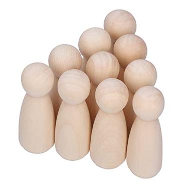 Imagem de 10 peças bonecas de madeira, bonecas de pino inacabadas profissional durável faça você mesmo artesanato de boneca para pintura de grafite faça você mesmo(#2)