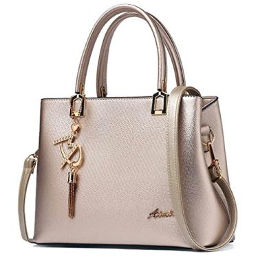 Imagem de Bolsas femininas e bolsas de ombro femininas designer alça superior bolsa tote, Dourado, One Size