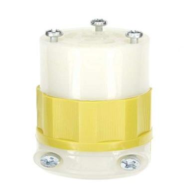 Imagem de Leviton 15-Amp, 125-Volt, conector de bloqueio, nível industrial, aterramento, Yellow-White
