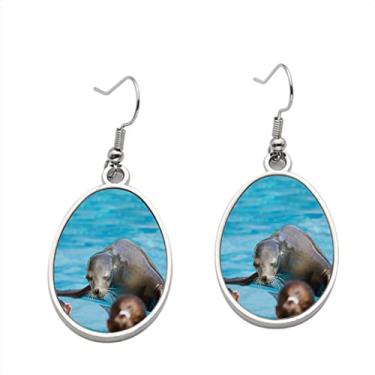 Imagem de Brinco de foca de cachorro marinho brincando com crianças – Brincos pendentes para meninas – Presente de festa de aniversário dos namorados