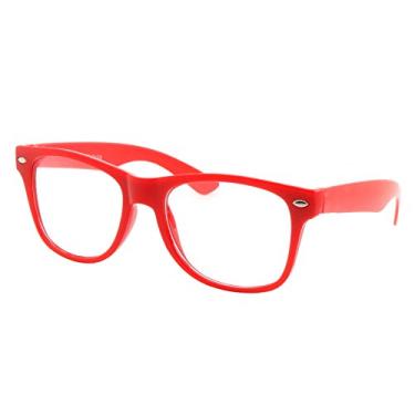 Imagem de grinderPUNCH Tamanhos infantis óculos de cor lentes transparentes nerd geek fantasia infantil falsa (idades 3 – 10), Vermelho