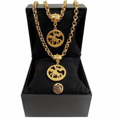 Imagem de Colar + Pulseira Elo Português Grosso 6mm São Jorge Dourado