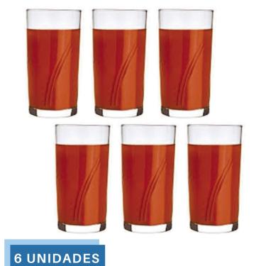 Imagem de Jogo 6 Copos Brisa 300ml Vidro Suco Agua Transparente Nadir