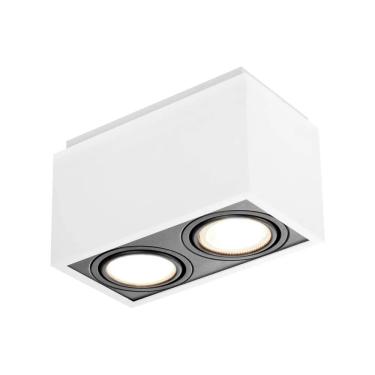 Imagem de Plafon Box Quadrado Sobrepor 23x12x10 P/2 Lamp.GU10 BR/PT Ref.40122 - Newline