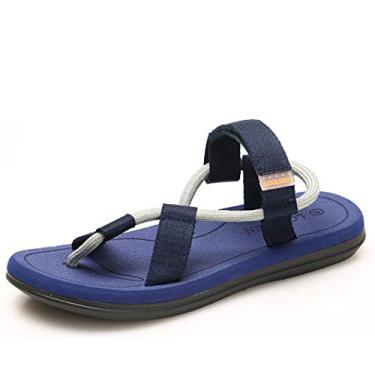 Imagem de WEIXINMWP Sandálias masculinas Tide Summer Casais chinelos Beach Outdoor Personalidade Chinelo masculino e chinelos, azul marinho, 41