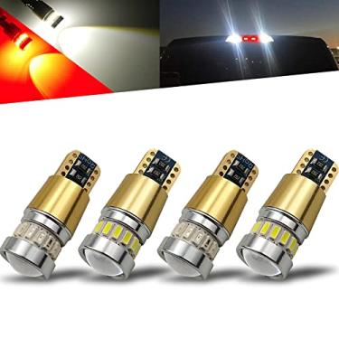 Imagem de iBrightstar Lâmpadas LED 12-24V super brilhantes 194 912 921 168 175 2825 W5W T10 com projetores para carro caminhão 3ª lâmpada de freio luzes de carga, branco/vermelho