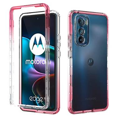 Imagem de Compatível com Motorola Moto G32 Capa protetora de tela de vidro temperado transparente 360 proteção total do corpo capa dura + TPU macio à prova de choque (vermelho, Motorola Edge 30)